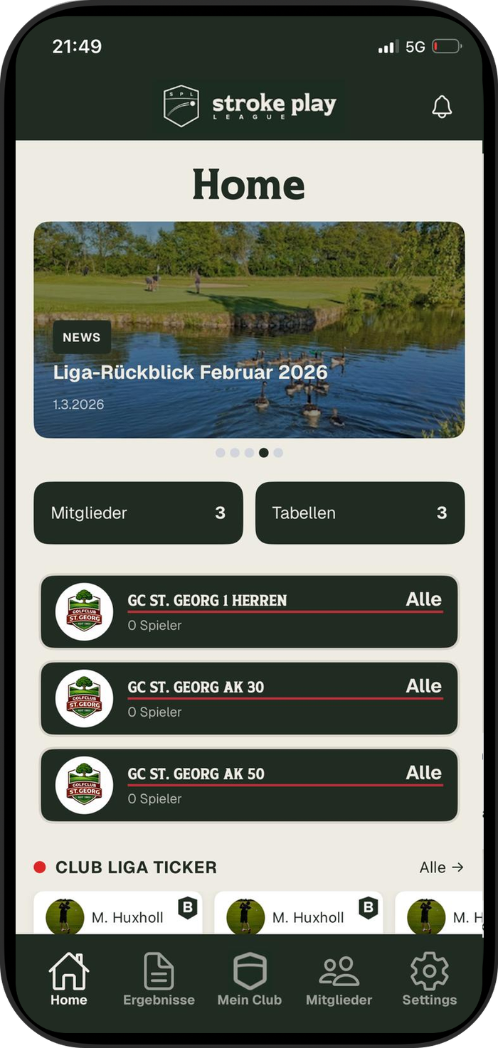 Club-Space – Screenshot aus der SPL App