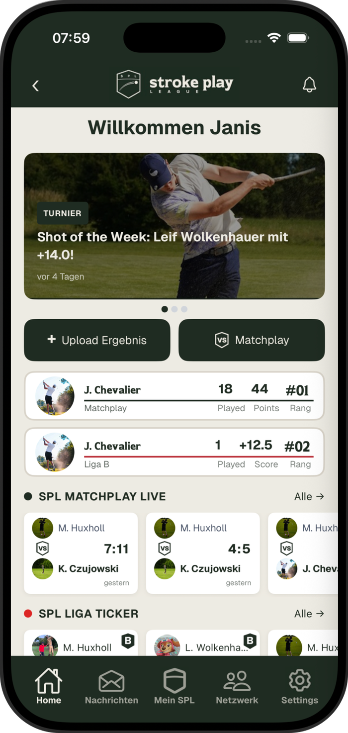 Startbildschirm – Screenshot aus der SPL App
