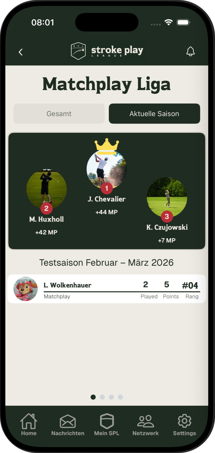 Matchplay – Screenshot aus der SPL App